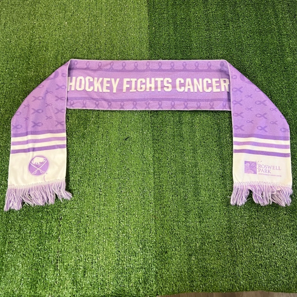 Buffalo Sabres NHL Hockey Fights Cancer Purple Scarf Roswell Park Awareness
